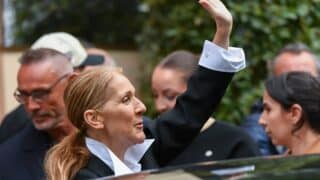 Celine Dion leaves the Royal Monceau