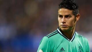 James Rodriguez of Real Madrid looks on during the Copa del Rey round of 16 match between Real Zaragoza and Real Madrid at La Romareda on January 29, 2020 in Zaragoza, Spain.