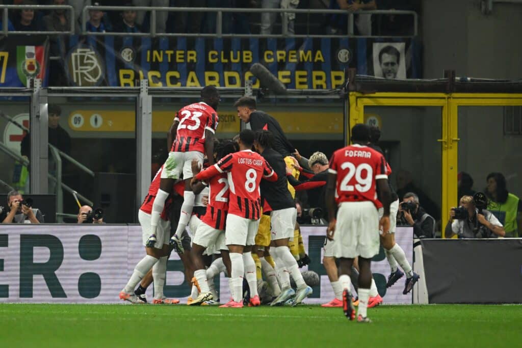 Matteo Gabbia Of AC Milan Celebrating After A Goal During The Italian Serie A Football Match Between Inter FC And AC Milan On 22 Of September 2024 At Giuseppe Meazza San Siro Siro Stadium In Milan, Italy. Photo Tiziano Ballabio