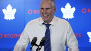 Craig Berube kuvattuna lehdistötilaisuudessaan huhtikuussa 2024.