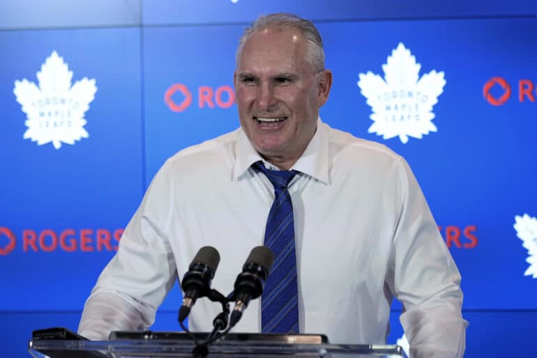 Craig Berube kuvattuna lehdistötilaisuudessaan huhtikuussa 2024.