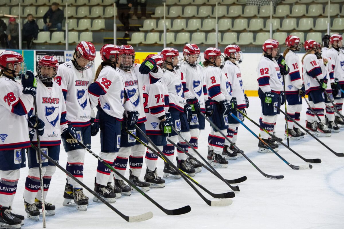 HIFK:n naisten joukkue kuvattuna siniviivalla vuonna 2022.