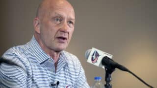 Jarmo Kekäläinen kuvattuna Columbus Blue Jacketsin GM:n ominaisuudessa.