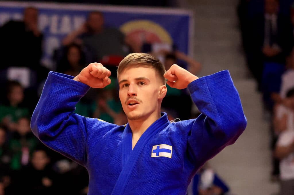 23.04.2025 PodgoricaMontenegro Europen Judo Championship -66kg men s match for bronze medal Luukas Saha Finland :