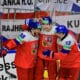 L-R David Pastrnak (CZE), scorer Martin Necas (CZE) and Lukas Sedlak (CZE) celebrate a goal (2:1) during the 2025 IIHF Ice Hockey World Championship, Group B, match Czechia vs USA, in Herning, Denmark, May 20, 2025. (CTK Photo/Vit Simanek) 
All Over Press