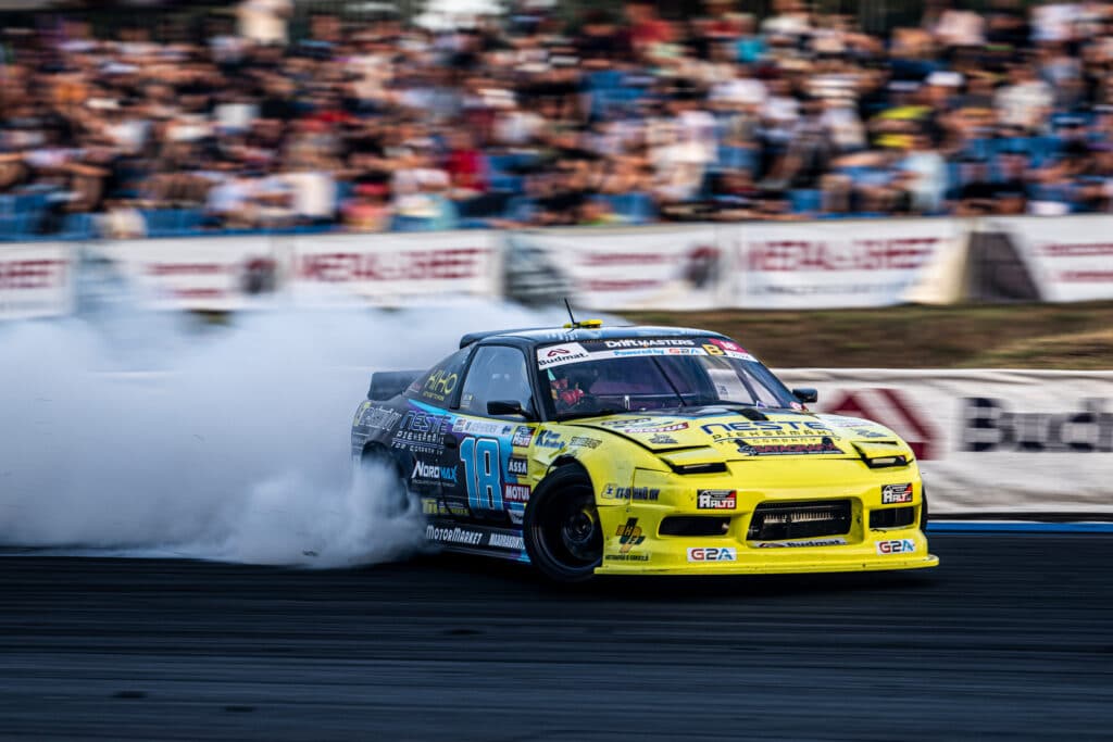 Drift Masters GP 2025: Kisakalenteri, kuljettajat, pistetilanne ja livelähetykset. Kuvassa Lauri Heinonen.