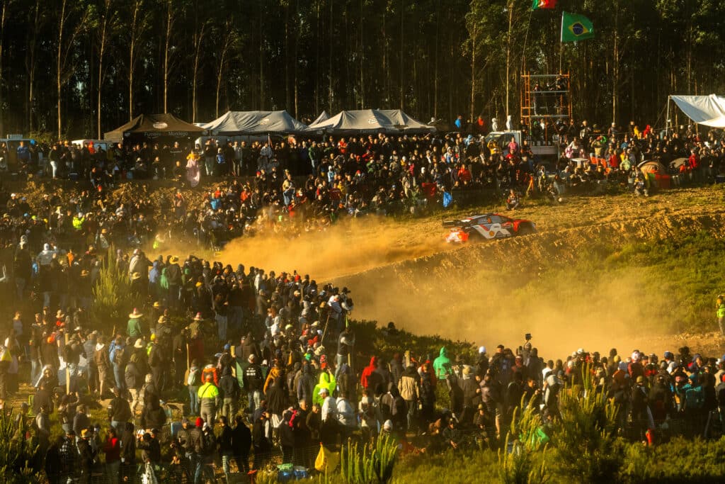 Ott Tänak (EST) Martin Järveoja (EST) Of team HYUNDAI SHELL MOBIS WORLD RALLY TEAM  are seen performing during the  World Rally Championship Portugal in Porto, Portugal on  16,May. 2025 // Jaanus Ree / Red Bull Content Pool // SI202505160212 // Usage for editorial use only //