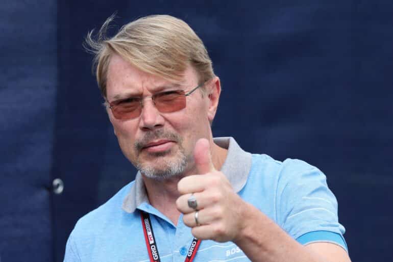 Mika Hakkinen in the paddock before the sprint for the Formula 1 Austrian Grand Prix at Red Bull Ring