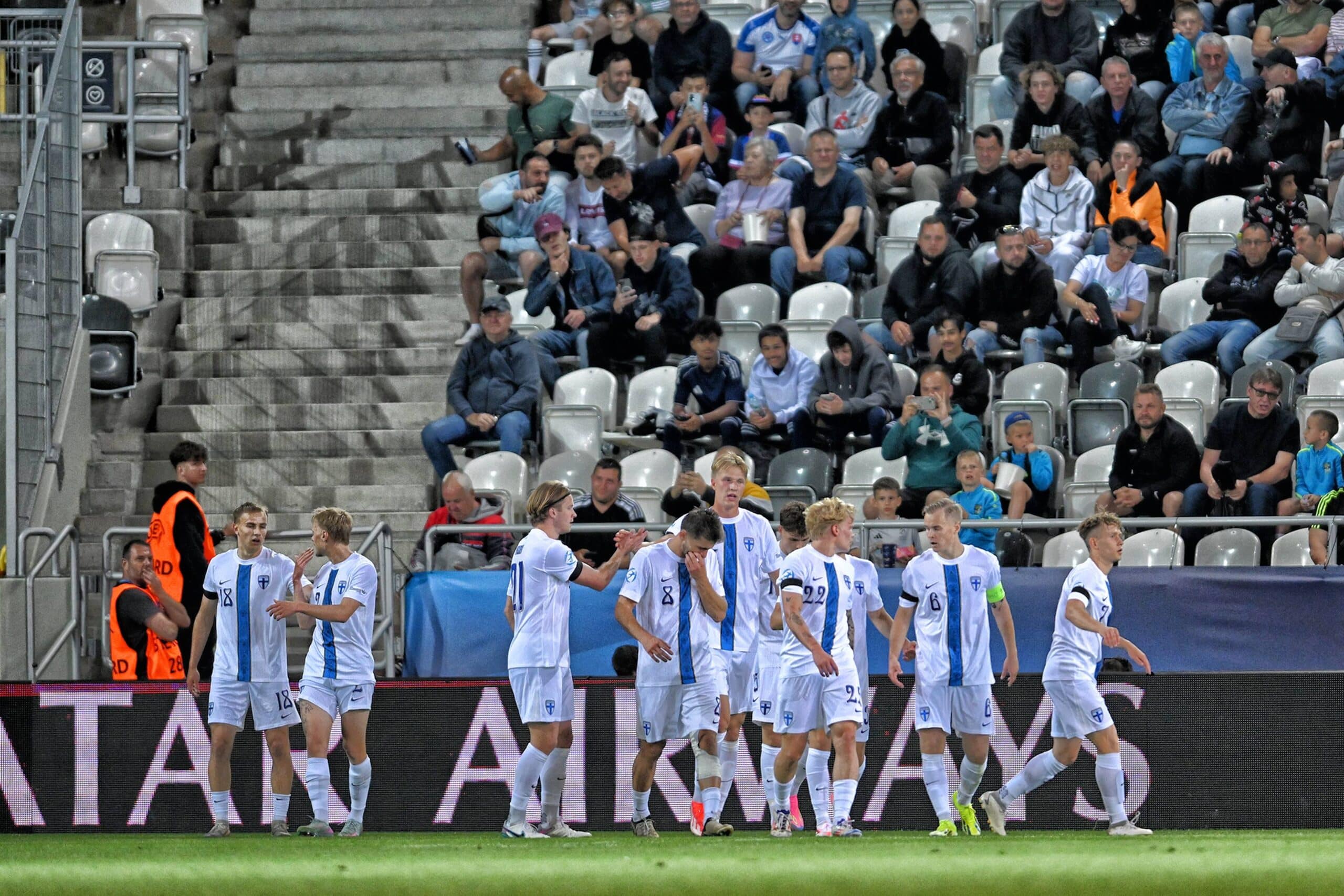 KOSICE, 12-06-2025, Kosice Football Arena, UEFA U21, U 21 Euro2025 Group stage match between Finland and Netherlands. Finland takes the lead 1-0 Finland U21 - Netherlands U21 PUBLICATIONxNOTxINxNED x29727810x Copyright: