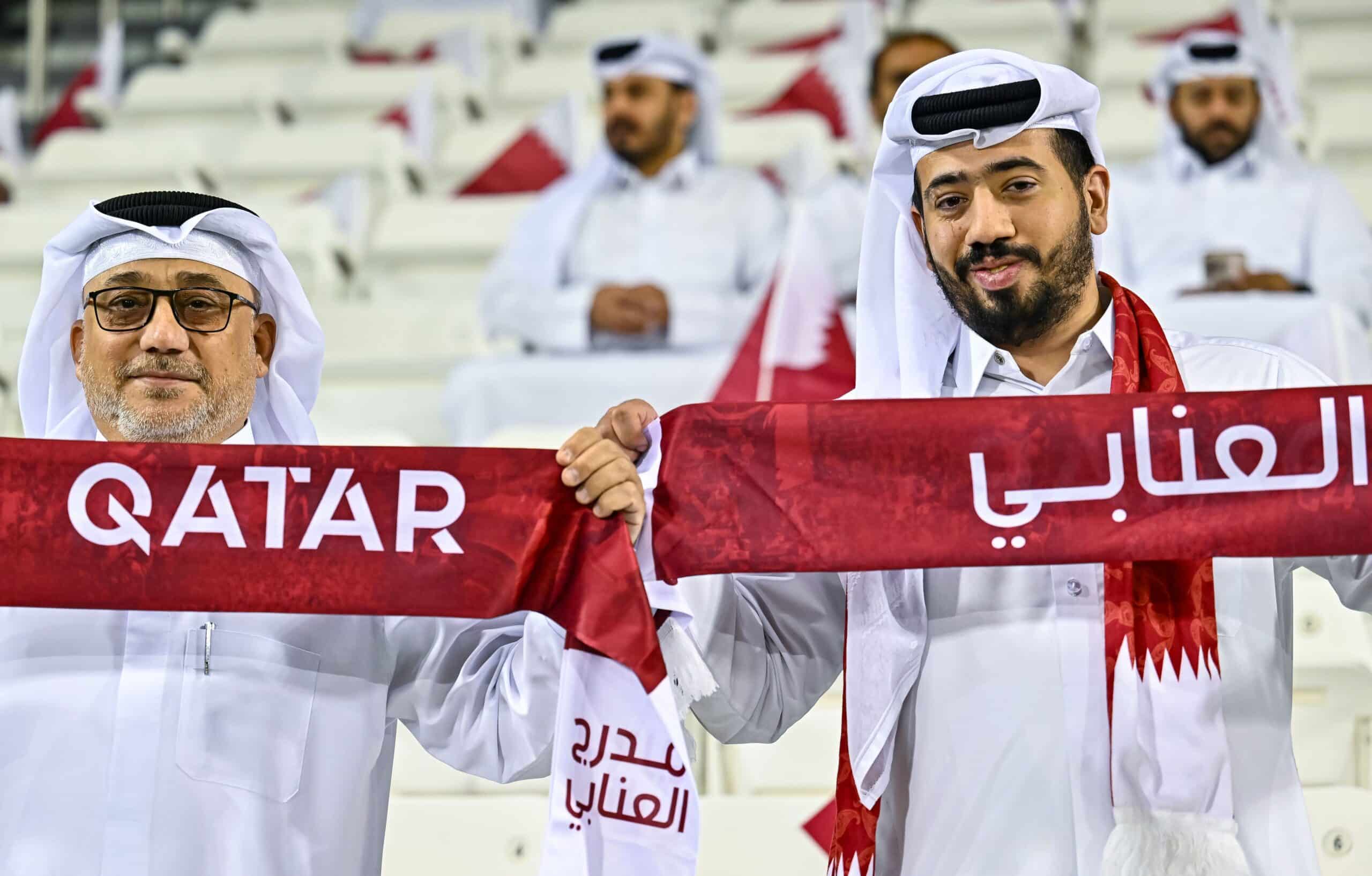 Qatar fans cheer ahead of the FIFA World Cup 2026 AFC Asian Qualifiers Group A third round match between Qatar and Iran at Jassim Bin Hamad Stadium in Doha, Qatar, on June 5, 2025 .