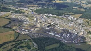Silverstone Circuit, Near Towcester, Northants, UK 3rd July, 2025 Aerial view of the Silverstone Grand Prix circuit on preparation day prior to the F1 Qatar Airways British Grand Prix, during the 75th Anniversary of the F1 World Championship - Friday practice at the "Betfred Derby" (In Honour Of His Highness Aga Khan IV ) - Group 1 race.