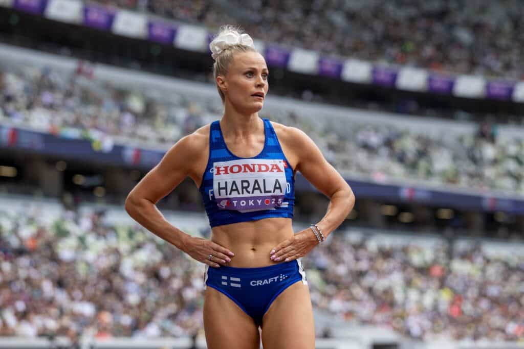 Lotta Harala of Team Finland looks on after competing in the Women's 100 Metres Hurdles Heats during day two of the World Athletics Championships Tokyo 2025 at National Stadium on September 14, 2025 in Tokyo, Japan.