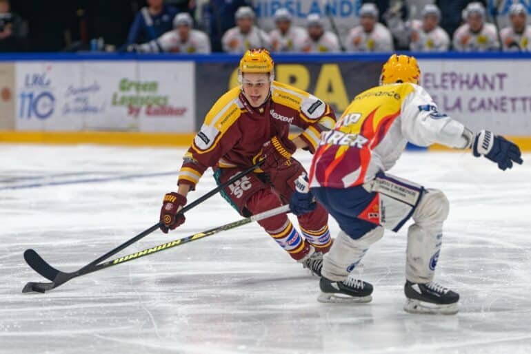 Jesse Puljujarvi (9 Geneve-Servette HC) in action (close up) during the National League match between Geneve-Servette HC and HC Ambri-Piotta at Les Vernets in Geneva, Switzerland