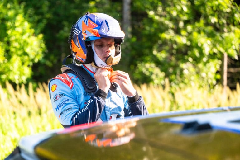Ott Tänak (EST) Of team HYUNDAI SHELL MOBIS WORLD RALLY TEAM  are seen on performing during the  World Rally Championship Estonia in Tartu, Estonia on  18,July, 2025 // Jaanus Ree / Red Bull Content Pool // SI202507180538 // Usage for editorial use only //