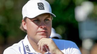 epa11962651 Sami Valimaki of Finland on the 13th hole during the first round of The Players Championship golf tournament at TPC Sawgrass in Ponte Vedra Beach, Florida, USA, 13 March 2025.  EPA-EFE/ERIK S. LESSER