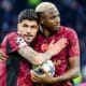 Victor Osimhen of Galatasaray and Eren Elmali of Galatasaray looks on after the final whistle during the UEFA Champions League 2025/26 League Phase MD4 match between AFC Ajax and Galatasaray A.S. at Johan Cruijff ArenA on November 5, 2025 in Amsterdam, Netherlands.