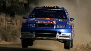 epa00823716 Harri Rovanpera of Finland drives his Skoda Fabia WRC, A/8, during the Shakedown of the Cyprus Rally 2006, Thursday, 21 September 2006.  EPA/NIKOS MITSOURAS  Reporter Images