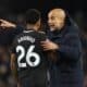 Manchester City manager Pep Guardiola gestures while talking to Manchester City midfielder Savinho (26) on the pitch at full time during the Fulham v Manchester City Premier League match at Craven Cottage, London, England on 2 December 2025
Credit: Sally Rawlins/Every Second Media