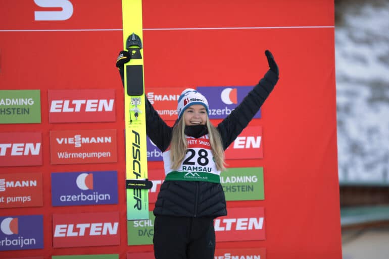 Minja KORHONEN, FIN, Bib number 28, Podium Photo, Women's Individual Mass Start Normal Hill HS98/10,0 Km at Viessmann FIS Nordic Combined World Cup 2025-26 in Ramsau, Austria, 2025-12-19, Photo Credit: action press / NocoGirls