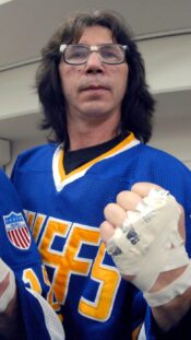 Mar 15, 2022; Nashville, Tennessee, USA; Nashville Predators goaltender Juuse Saros (74) makes a save on a wrap around attempt by Pittsburgh Penguins right wing Kasperi Kapanen (42) during the second period at Bridgestone Arena. Mandatory Credit: Christopher Hanewinckel-USA TODAY Sports