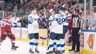 Leijonat juhlii maalia Latviaa vastaan MM2026