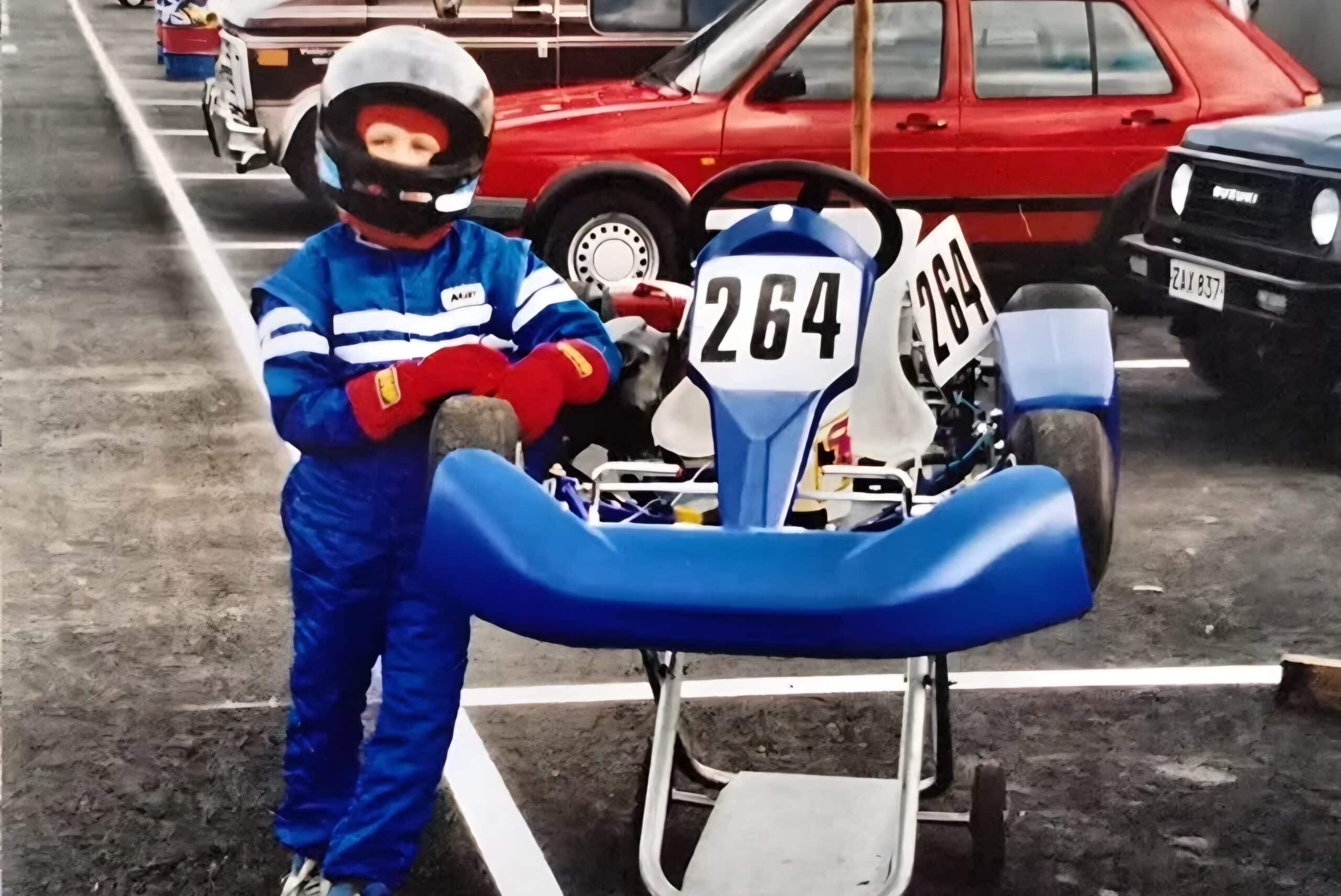 Emma Kimiläinen, 9, ja karting-auto vuonna 1998