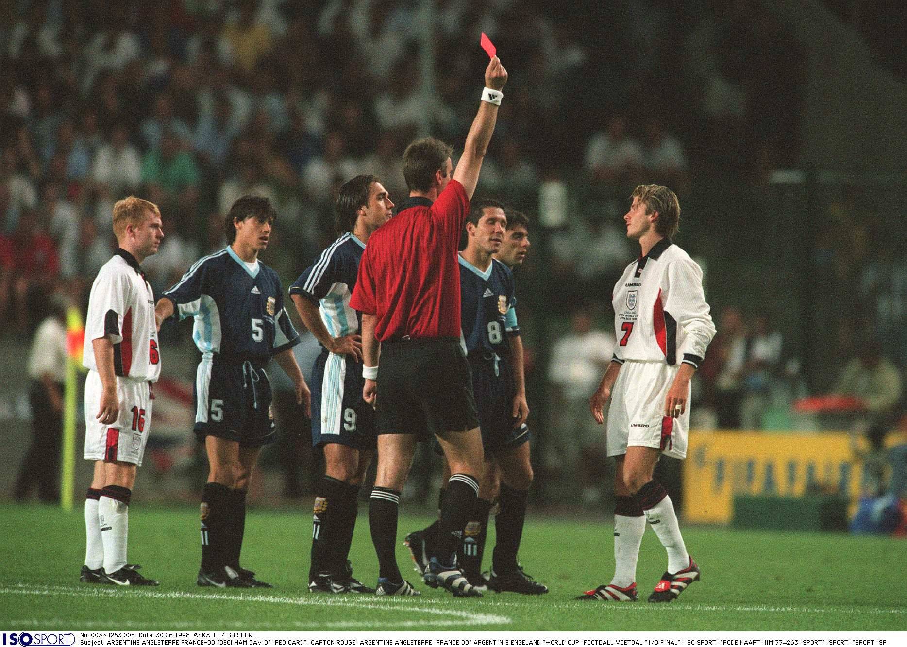 Argentiina-Englanti, 1998 MM-kisat, David Beckham, punainen kortti