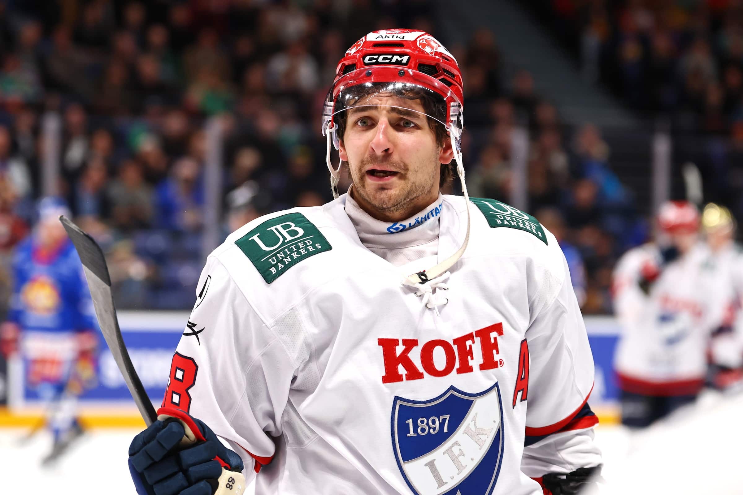 HIFK:n Niko Huuhtanen ottelussa Jokereita vastaan 8.10 2026