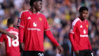 Manchester Unitedin Carlos Baleba ottelussa Leedsiä vastaan
